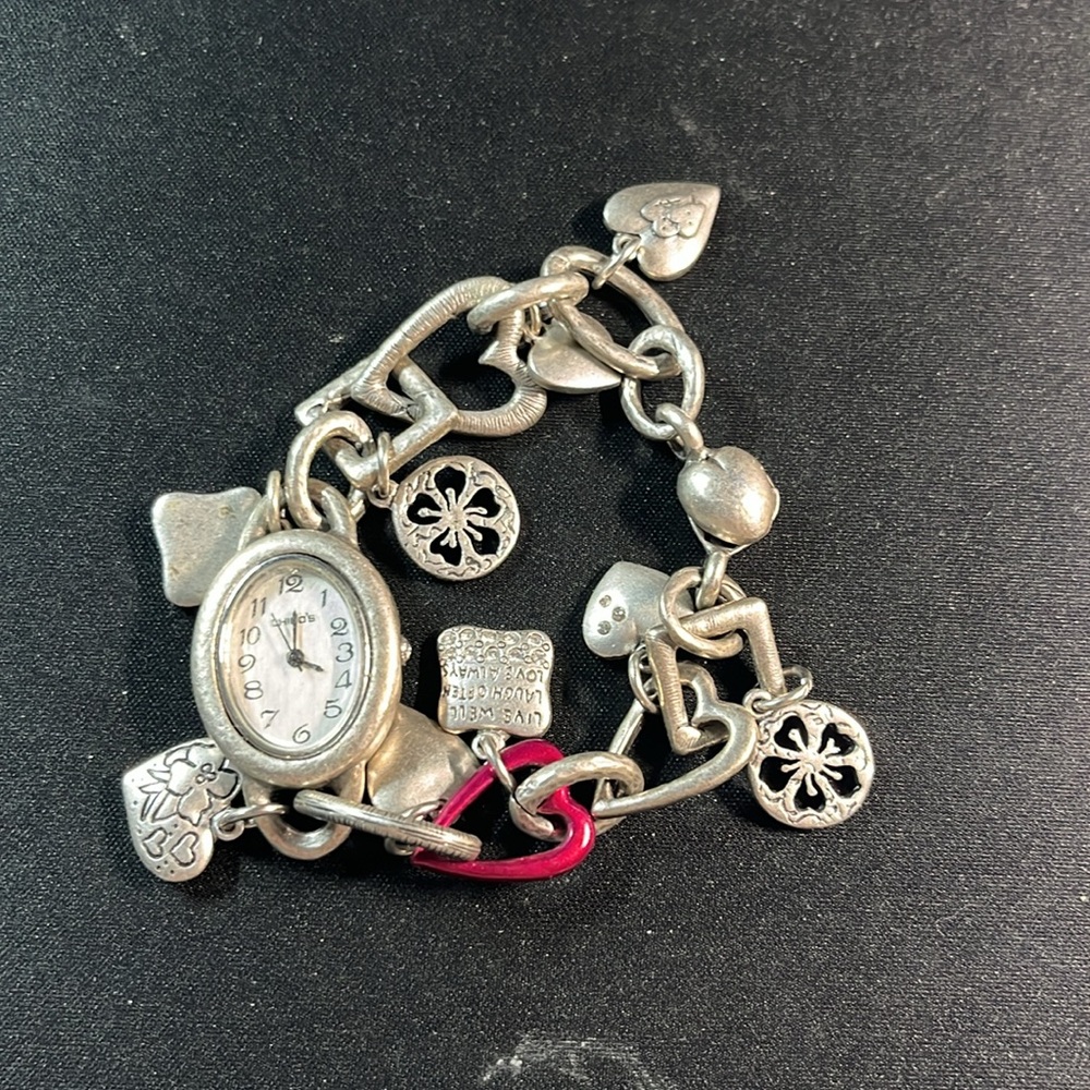 Chicos whimsical bracelet Watch with charms and silver links 8” magnetic closure